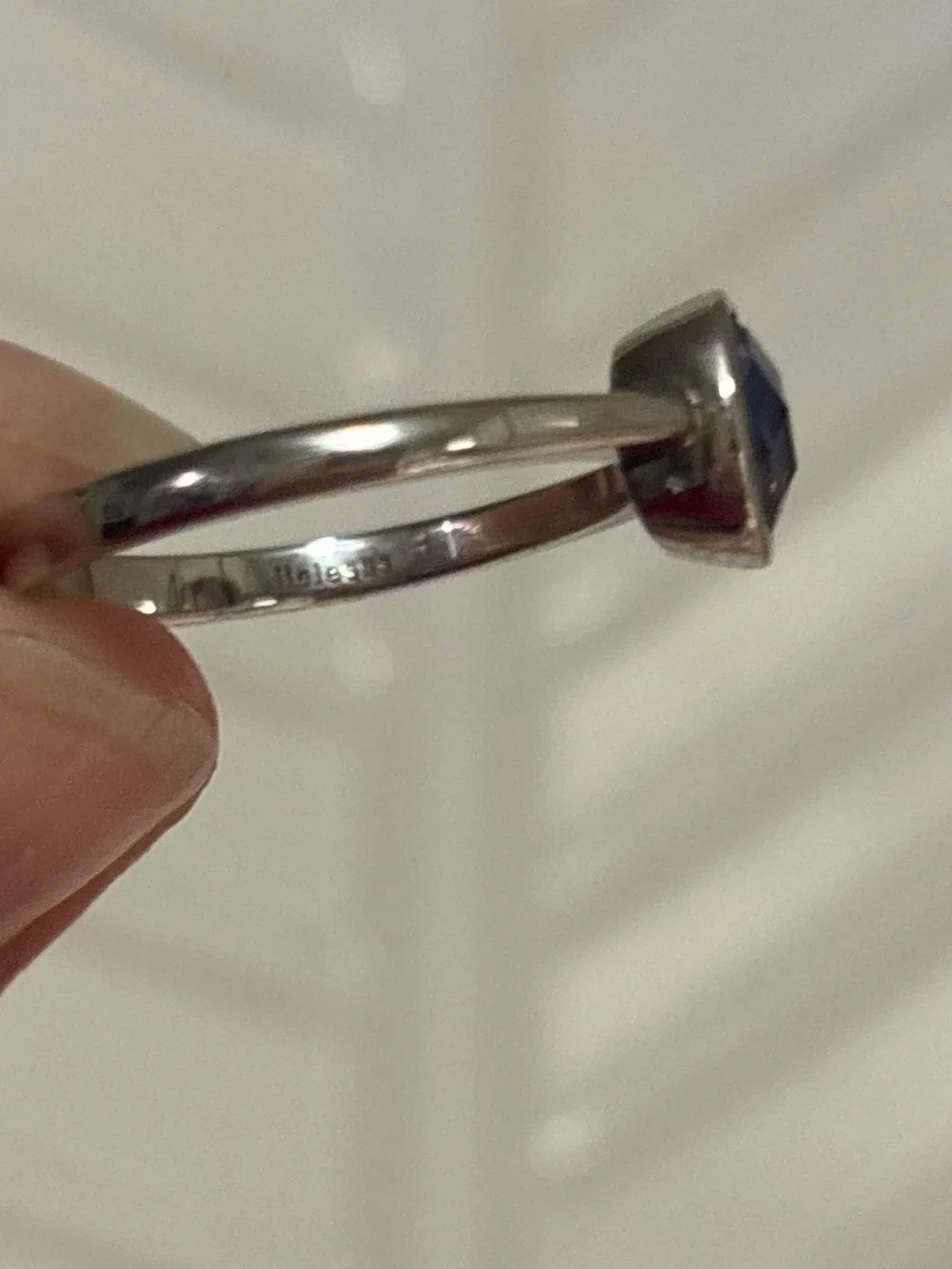 Belesas Sterling Silver Cushion Cut Faceted Ring
